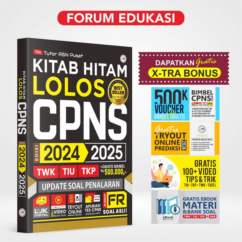 Kitab Hitam Lolos CPNS 2024-2025 + Voucher Bimbel SKD + Panduan Lengkap Persiapan Tes CPNS