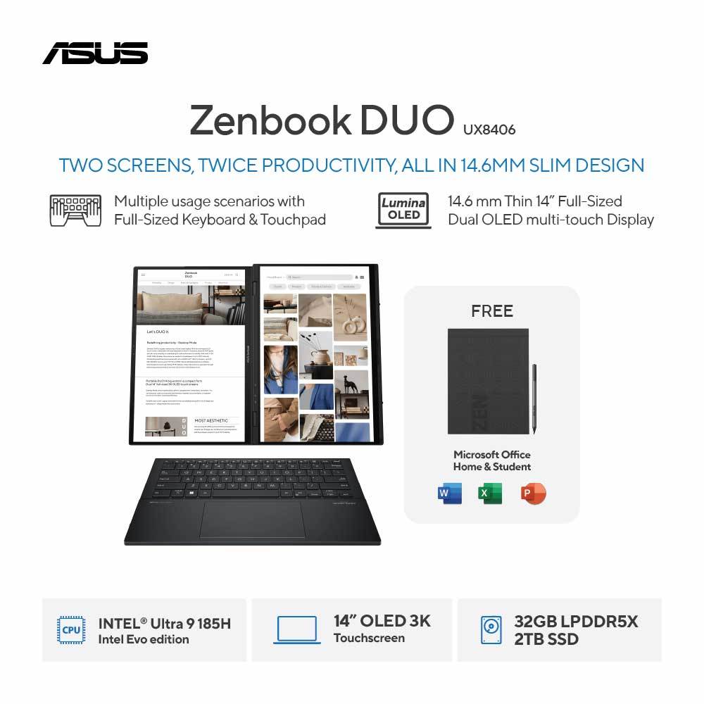 ASUS Zenbook DUO (UX8406), Laptop Dua Layar Terbaik untuk Multitasking